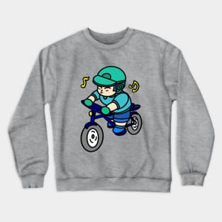 Cute cartoon boy cycling Crewneck Sweatshirt